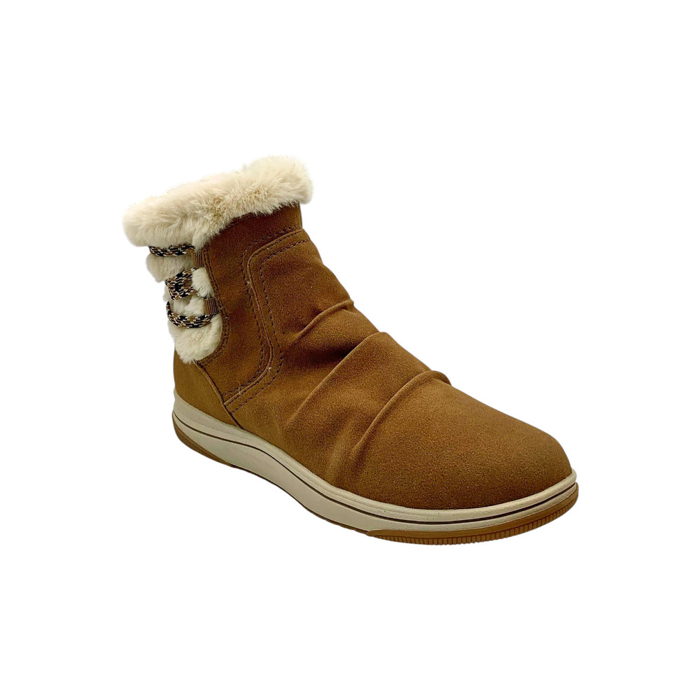 Clarks Cloudsteppers Women's Faux Fur Ankle Boots Breeze Cozy Dk Sand - Medium